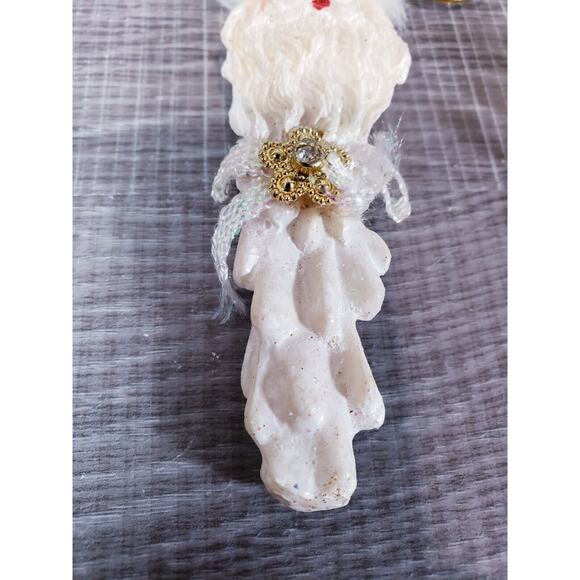 SET OF 2 Vintage Santa Claus Icicle Christmas Ornament Icicle Long Beard Glitter - Picture 8 of 8